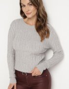 wool fashion Pulover Gri din Viscoză Decorat cu Embosare Savinia