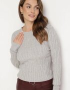 wool fashion Pulover Gri din Viscoză Decorat cu Embosare Savinia