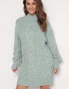 wool fashion Pulover Lejer Verde deschis cu model torsadă Sentlia