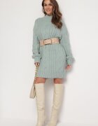 wool fashion Pulover Lejer Verde deschis cu model torsadă Sentlia