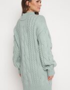 wool fashion Pulover Lejer Verde deschis cu model torsadă Sentlia