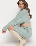 wool fashion Pulover Lejer Verde deschis cu model torsadă Sentlia