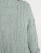 wool fashion Pulover Lejer Verde deschis cu model torsadă Sentlia