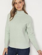 wool fashion Pulover maletă mentă cu relief decorativ și manșete elastice Melodiea