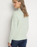 wool fashion Pulover maletă mentă cu relief decorativ și manșete elastice Melodiea