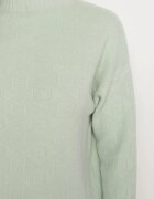 wool fashion Pulover maletă mentă cu relief decorativ și manșete elastice Melodiea