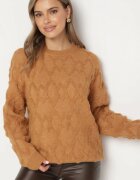 wool fashion Pulover Maro cu croi lejer textură modelată și borduri elastice Elondrae