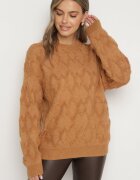 wool fashion Pulover Maro cu croi lejer textură modelată și borduri elastice Elondrae