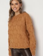 wool fashion Pulover Maro cu croi lejer textură modelată și borduri elastice Elondrae