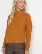 wool fashion Pulover Maro deschis cu Lână cu Croială Asimetrică cu Imprimeu în Relief Sarositte