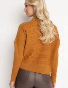 wool fashion Pulover Maro deschis cu Lână cu Croială Asimetrică cu Imprimeu în Relief Sarositte