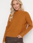 wool fashion Pulover Maro deschis cu Lână cu Croială Asimetrică cu Imprimeu în Relief Sarositte