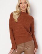wool fashion Pulover Maro din Lână cu Croi Asimetric cu Embosare Sarositte