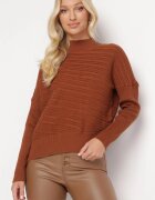 wool fashion Pulover Maro din Lână cu Croi Asimetric cu Embosare Sarositte