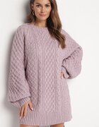 wool fashion Pulover mov deschis cu o croială alungită și un tricotaj modern Ahexa