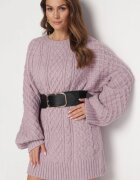 wool fashion Pulover mov deschis cu o croială alungită și un tricotaj modern Ahexa