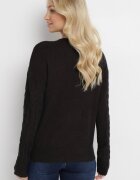 wool fashion Pulover negru cu model împletit cu decolteu rotund Selinera