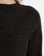 wool fashion Pulover negru cu model împletit cu decolteu rotund Selinera
