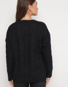 wool fashion Pulover Negru Decorat cu împletitură clasică Lacemisa