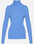 wool fashion Pulover pe gât Albastru cu Vâscoză Decorat cu model în relief și cu fir metalic Ilamirael