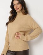 wool fashion Pulover pe gât Clasic Bej Savera