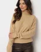 wool fashion Pulover pe gât Clasic Bej Savera