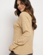 wool fashion Pulover pe gât Clasic Bej Savera