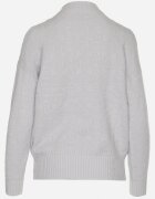 wool fashion Pulover pe gât Gri deschis cu model decorativ în relief cu finisaj reiat Melodiea