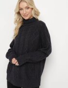 wool fashion Pulover pe gât Lejer Bleumarin cu torsade Gordamia