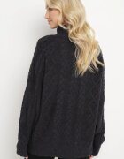 wool fashion Pulover pe gât Lejer Bleumarin cu torsade Gordamia