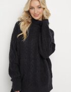 wool fashion Pulover pe gât Lejer Bleumarin cu torsade Gordamia