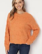 wool fashion Pulover Portocaliu cu croială lejeră și tricotaj cu model cu borduri elastice Elondrae