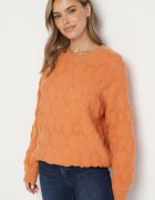 wool fashion Pulover Portocaliu cu croială lejeră și tricotaj cu model cu borduri elastice Elondrae