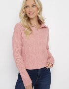 wool fashion Pulover Roz Clasic cu model împletit decorativ Mulls
