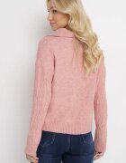 wool fashion Pulover Roz Clasic cu model împletit decorativ Mulls