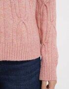 wool fashion Pulover Roz Clasic cu model împletit decorativ Mulls