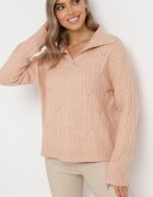 wool fashion Pulover Roz deschis Clasic cu model decorativ Mulls