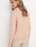 wool fashion Pulover Roz deschis Clasic cu model decorativ Mulls