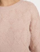 wool fashion Pulover roz deschis cu croi lejer și model tricotat cu borduri reiate Elondrae
