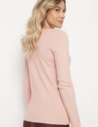 wool fashion Pulover roz deschis cu decolteu în V și nasturi decorativi la mâneci Atterisa