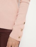 wool fashion Pulover roz deschis cu decolteu în V și nasturi decorativi la mâneci Atterisa