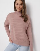 wool fashion Pulover Roz închis cu Lână cu Croi Asimetric cu Relief Sarositte