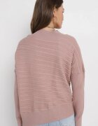 wool fashion Pulover Roz închis cu Lână cu Croi Asimetric cu Relief Sarositte