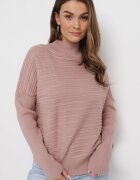 wool fashion Pulover Roz închis cu Lână cu Croi Asimetric cu Relief Sarositte