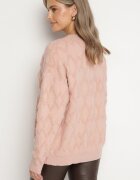 wool fashion Pulover Roz Lejer cu împletitură modelată și tivuri elastice Elondrae