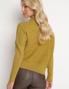 wool fashion Pulover Verde deschis cu Lână cu Croi Asimetric cu Imprimeu Sarositte
