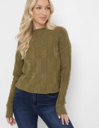 wool fashion Pulover Verde închis cu model torsadat și decolteu rotund Selinera