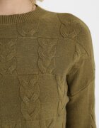 wool fashion Pulover Verde închis cu model torsadat și decolteu rotund Selinera
