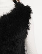 wool fashion Vestă Neagră De blană cu Centură Legată Nymiss
