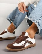 yesmile Adidași Maro și Alb în Stilul Tenisilor Iconici cu Cataramă Decorativă Senaliera